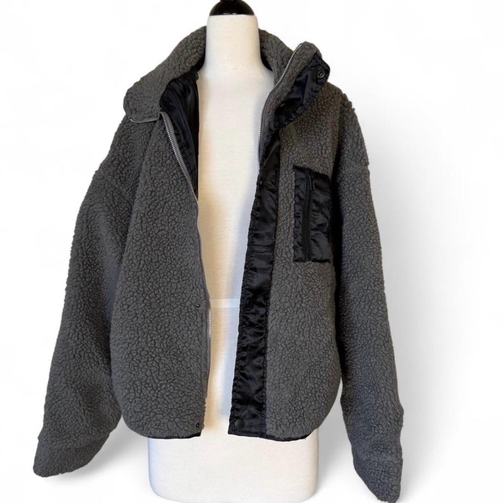 DAZY Zip Up Drop Shoulder Teddy Jacket